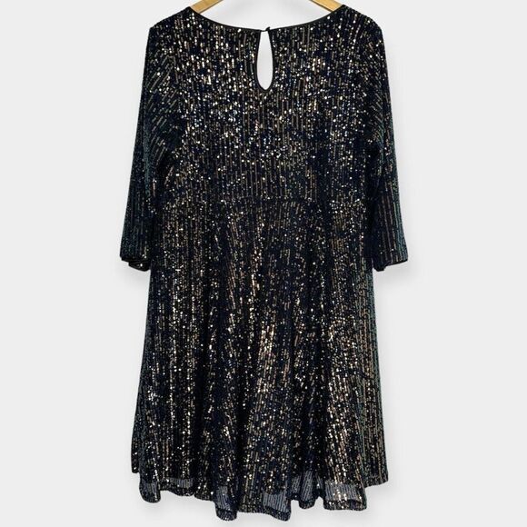 Torrid Sequins Mini Dress Size 10 Black Stretchy Cocktail Party Glam Fit Flare - Picture 4 of 13